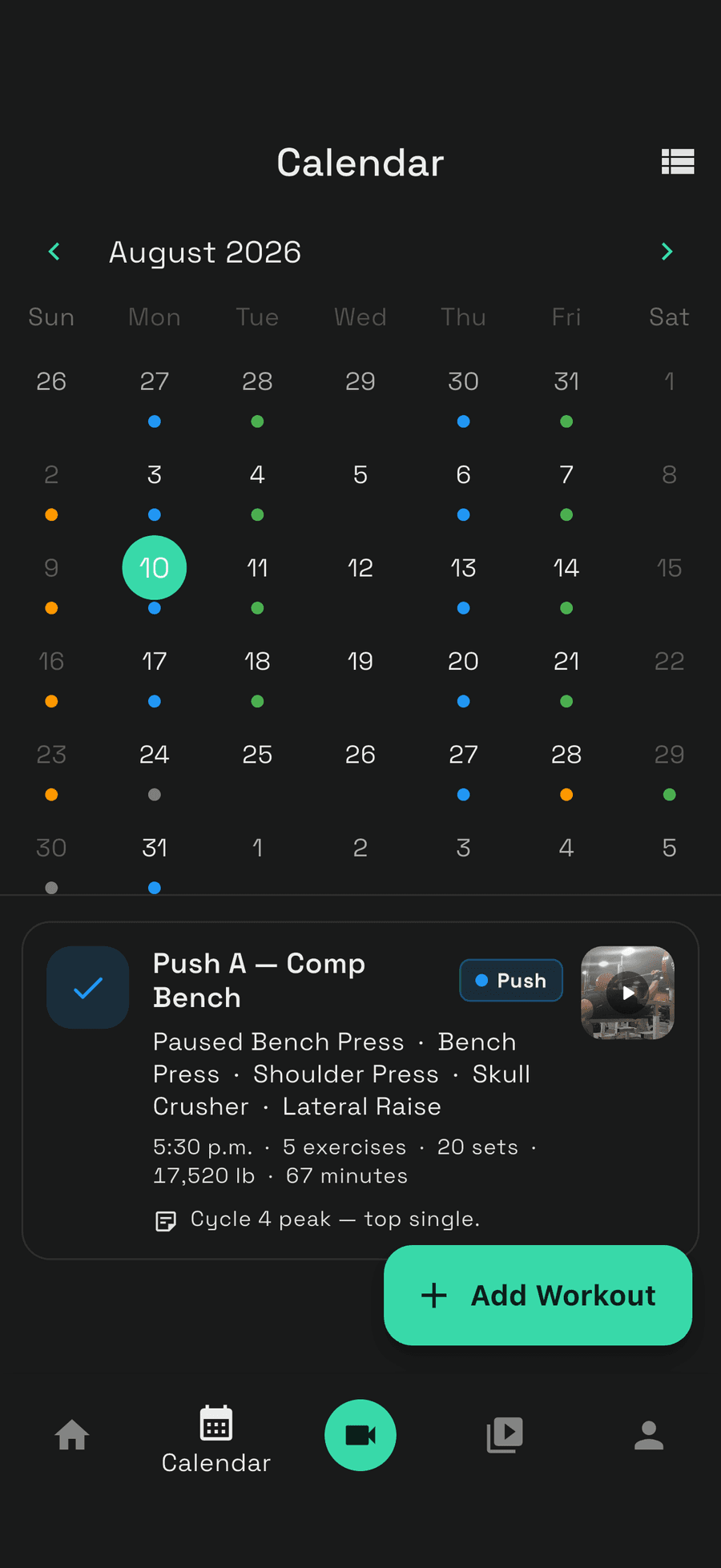 Unrack — Calendar