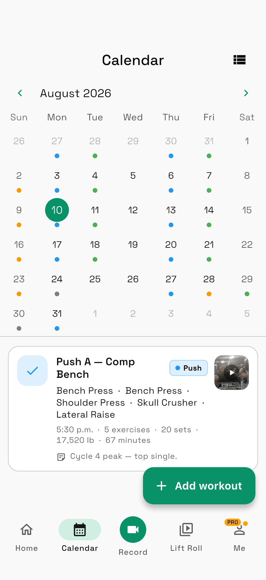 Unrack — Calendar
